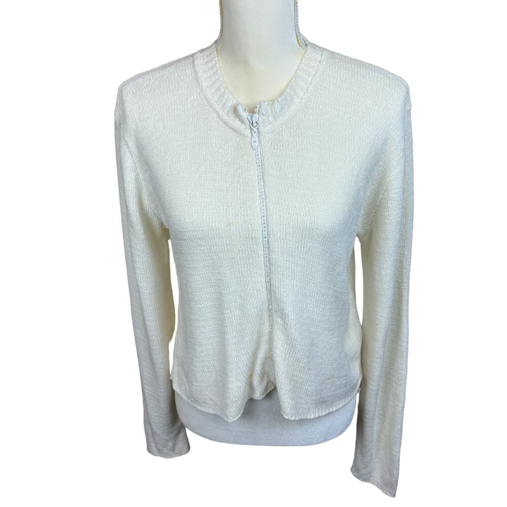 MCNY sweater/cardigan, size Small, vintage, y2k, 90s, full zip, cropped, cozy